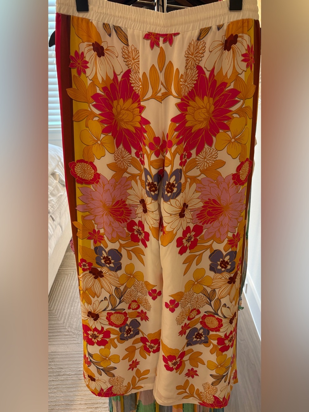 Johnny Was Silk Wide Leg Flower Power Pants Sz Medium - Picture 4 of 14
